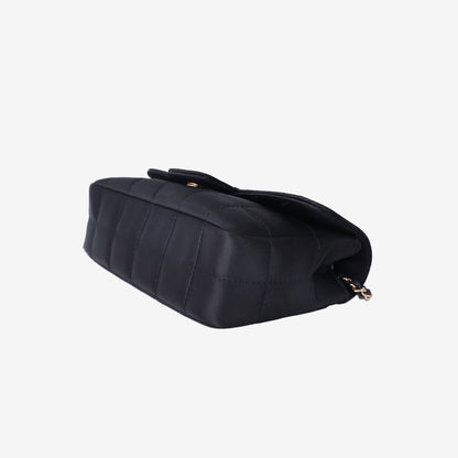 Chanel Silk Check Mini Classic Flap Chain Bag in Black with Gold Hardware