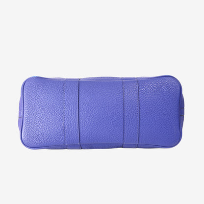 Hermès Garden Party 30 in Bleu Negonda Leather/Canvas with Palladium-Plated Hardware