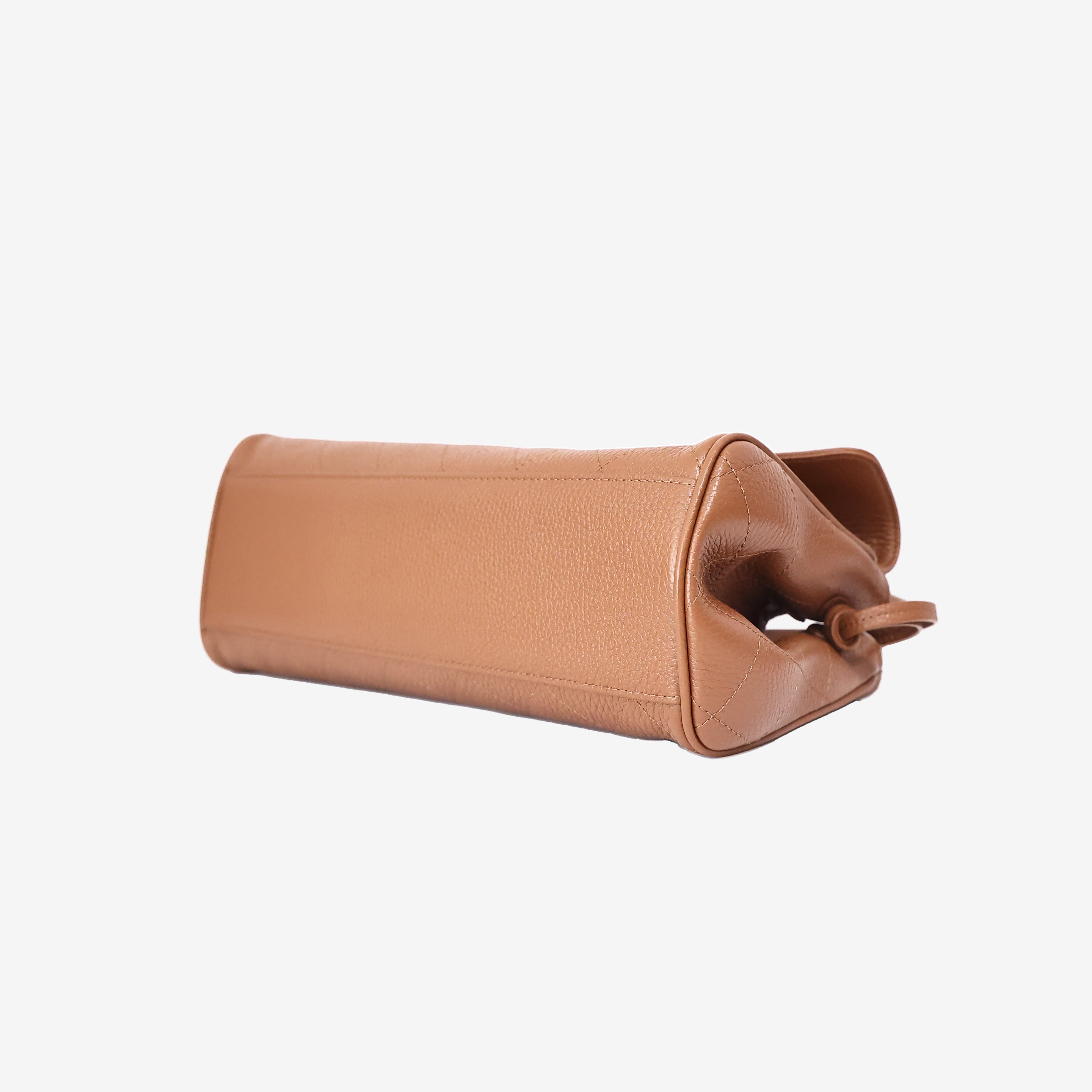 Chanel 26S Shopping Bag in Camel Brown Calfskin Leather with Gold Hardware bottom side view