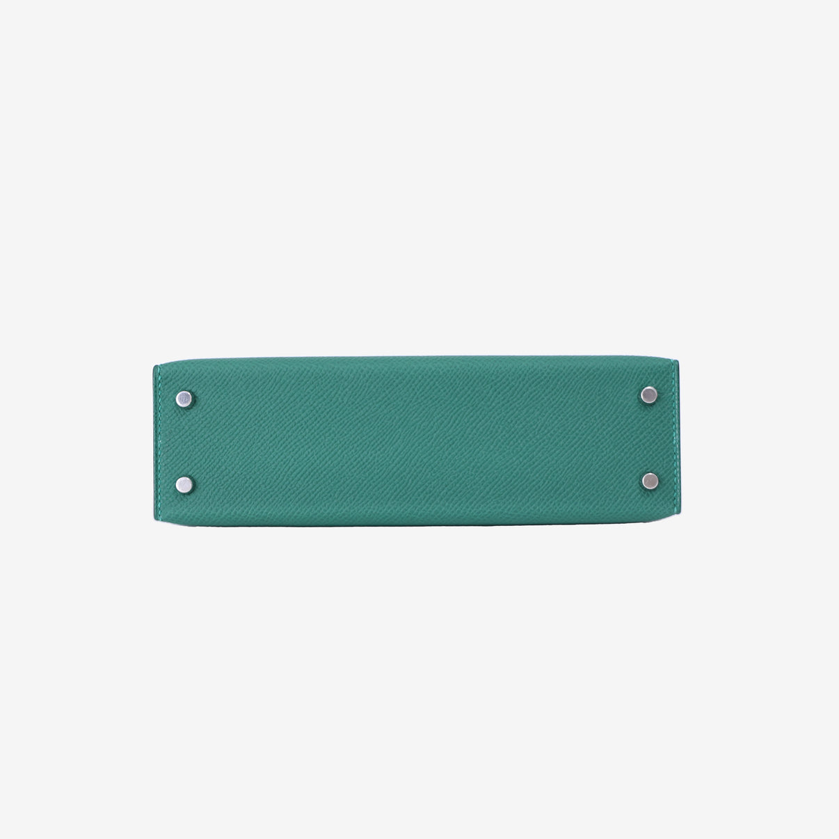 Hermès Mini Kelly 20 in Vert Moyen/Mauve Pale Epsom Leather with Palladium Hardware bottom view