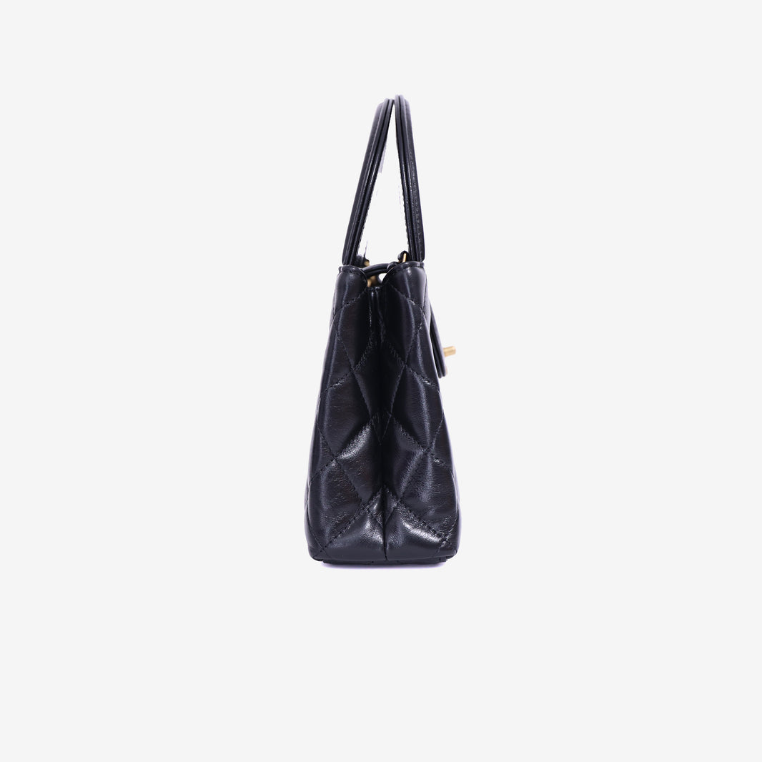 Chanel Kelly Nano Bag in Black Calfskin Leather with Gold Hardware side view