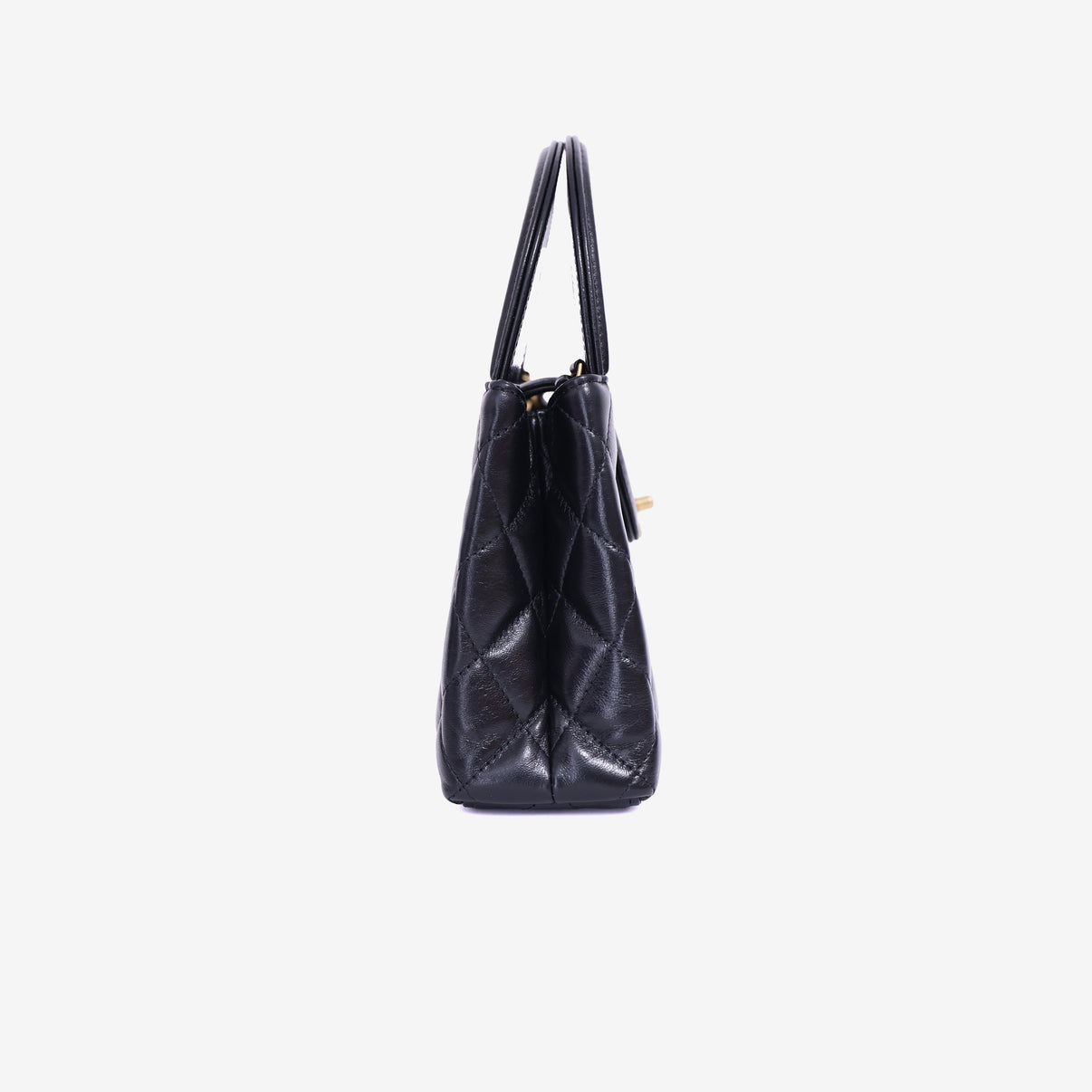 Chanel Kelly Nano Bag in Black Calfskin Leather with Gold Hardware side view