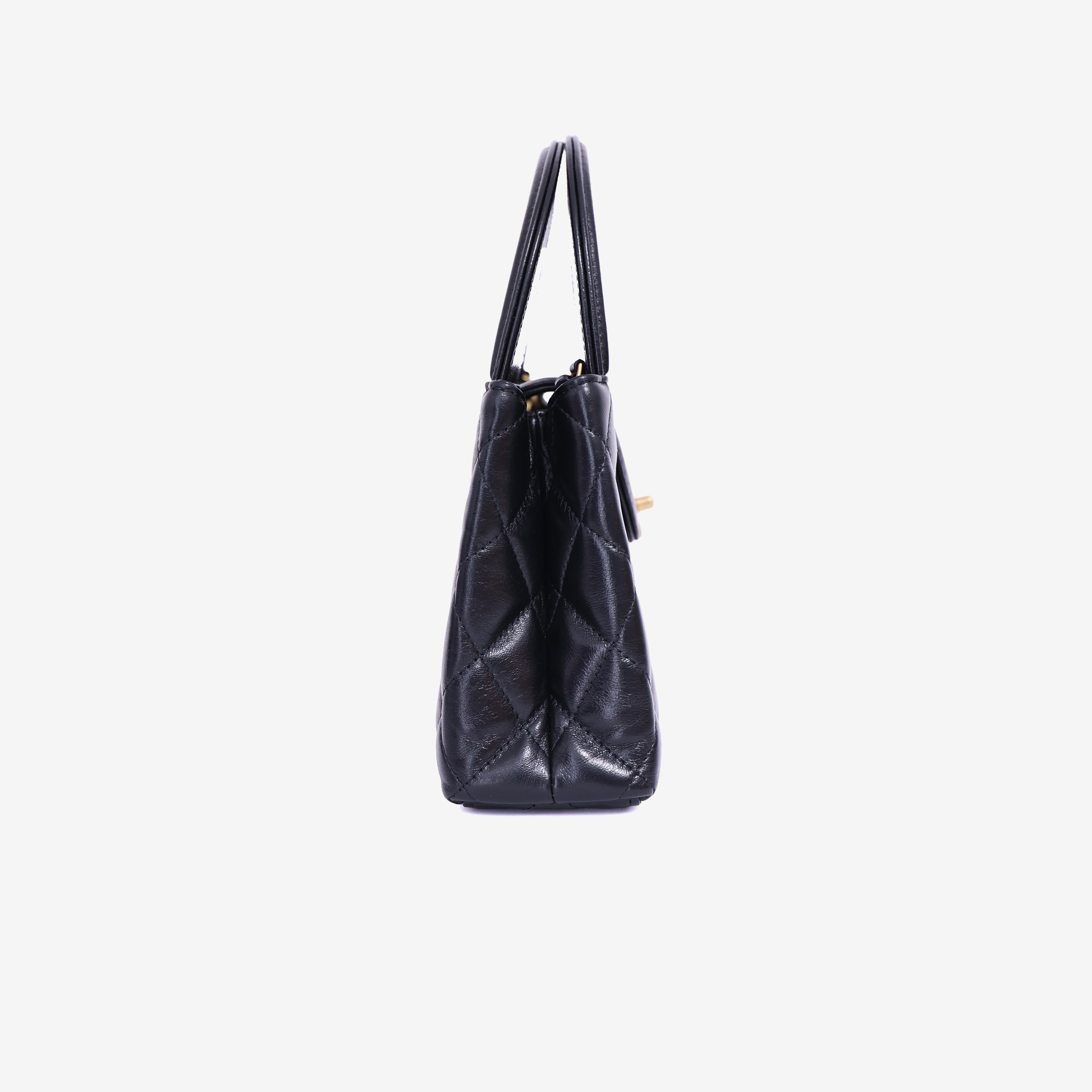 Chanel Kelly Nano Bag in Black Calfskin Leather with Gold Hardware side view