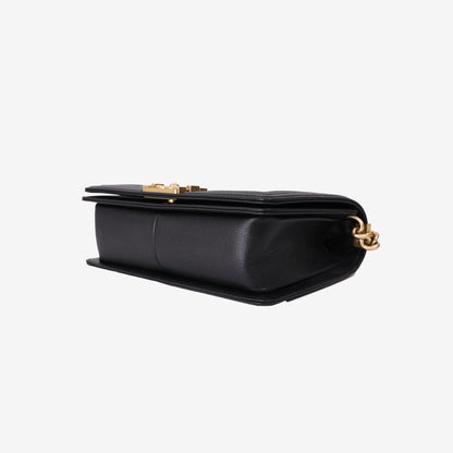Chanel Boy Flap Bag in Black Caviar Leather with Gold Hardware