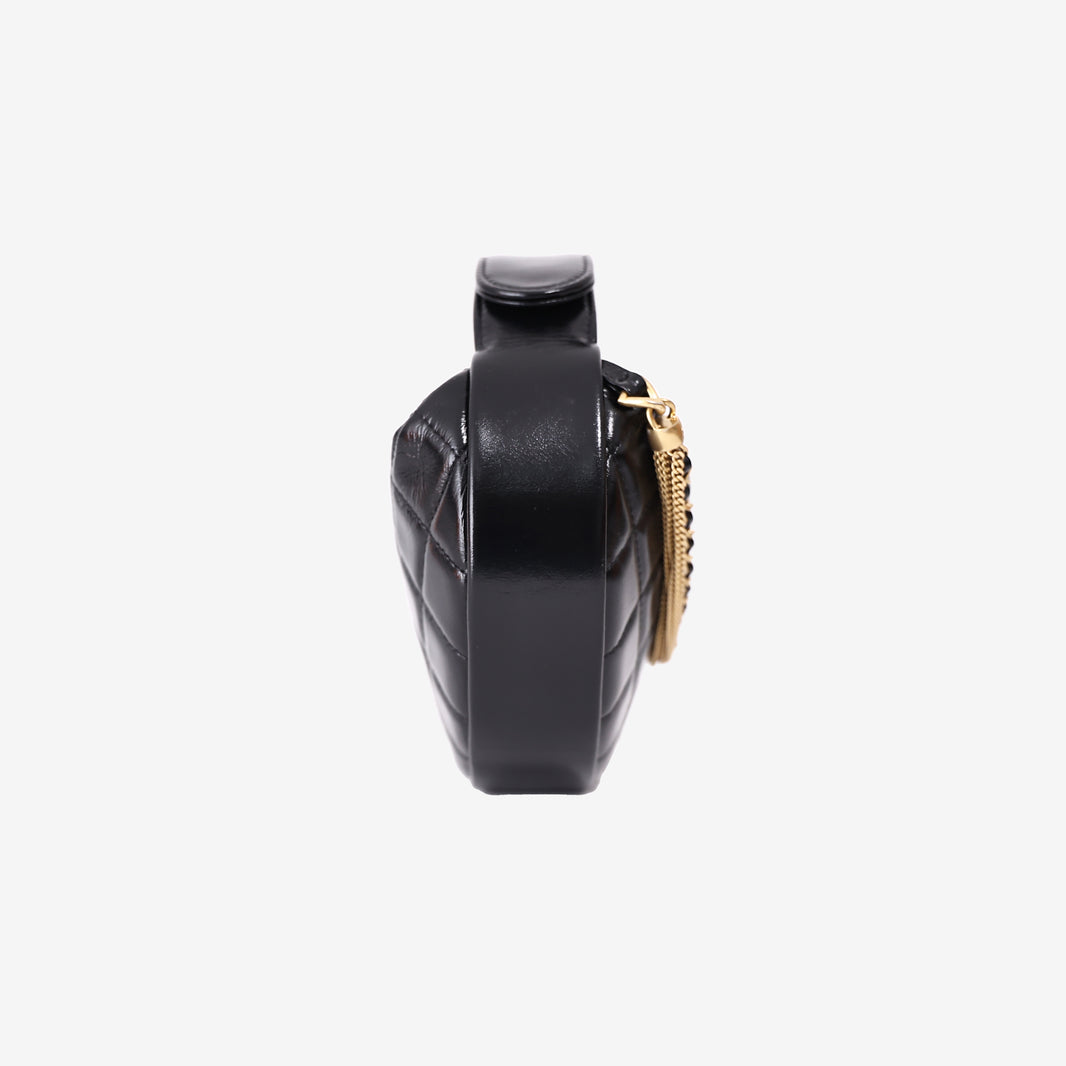 Chanel Mini Bow Hobo Pouch Handbag in Black Lambskin Leather with Gold Hardware