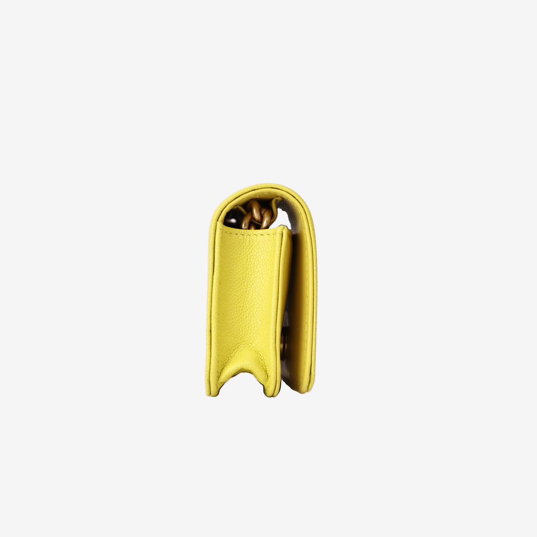 Chanel Chevron Quilted Belt Bag in Yellow Calfskin Leather with Gold Hardware side view