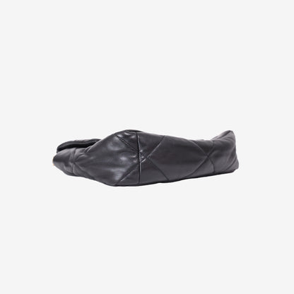 Chanel 19 Medium Flap Bag in Black Goatskin Leather with Mixed Hardware bottom side view