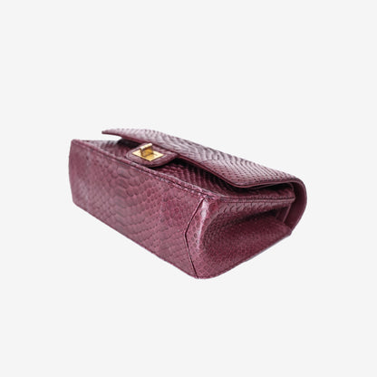 Chanel 2.55 Bag in Burgundy Python Leather with Gold Hardware