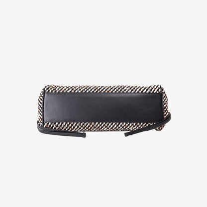 Chanel 26S East-West Shopping Tote in Black Calfskin and Multicolour Tweed with Gold Hardware