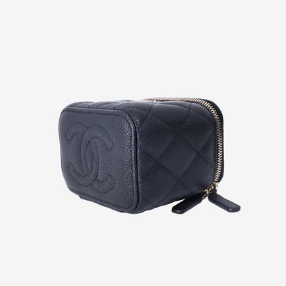 Chanel Classic Vanity Box in Black Caviar Leather with Gold Hardware