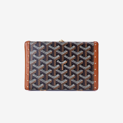 Goyard Minaudière Trunk Shoulder Bag in Black/Tan Goyardine Canvas with Clamecy Cowhide with Gold Hardware back view
