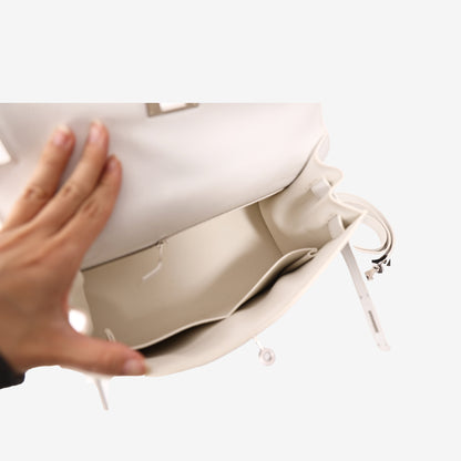 Hermès Kelly 28 in White Epsom Leather with Palladium-Plated Hardware