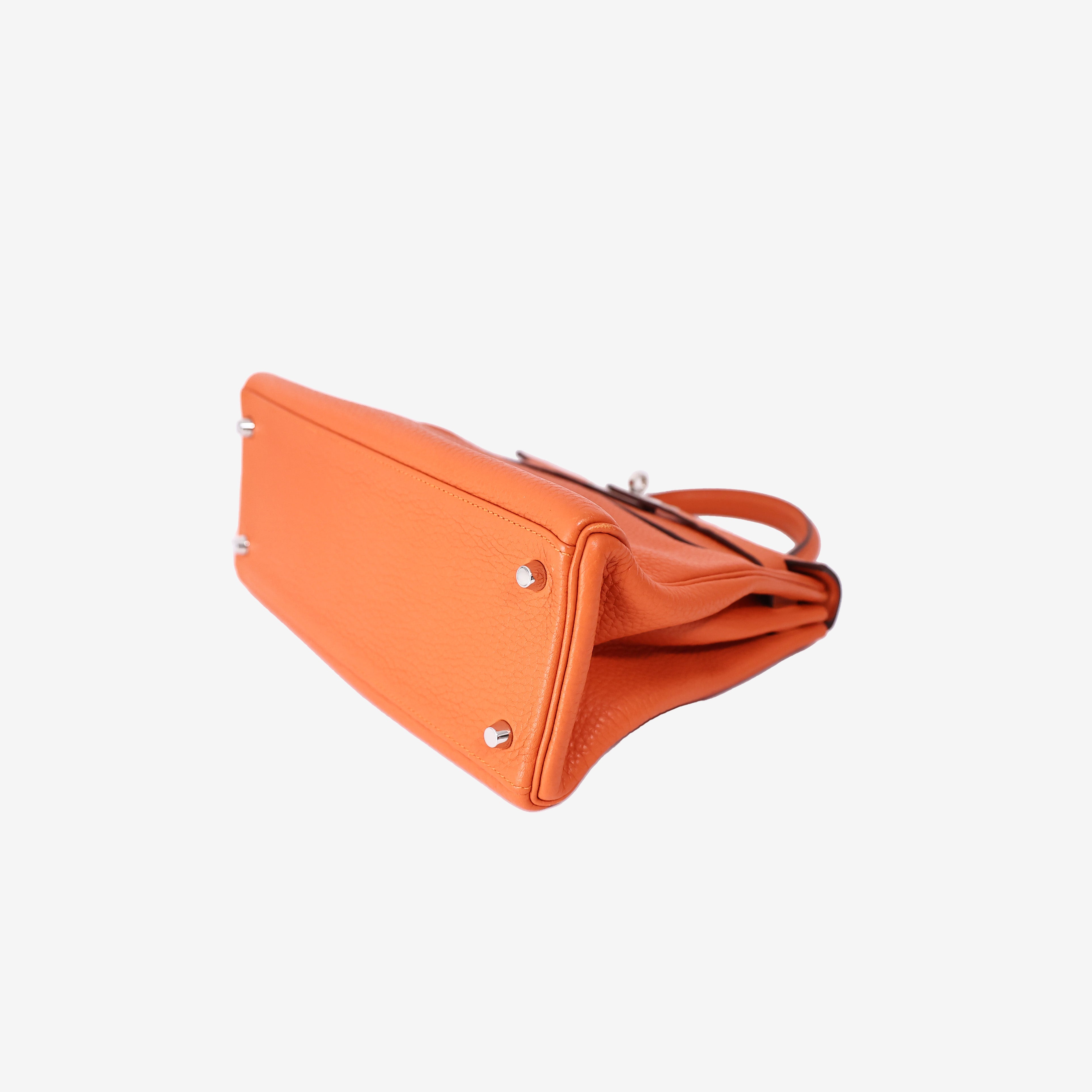 Hermès Kelly 28 in Orange Clemence Leather with Palladium Hardware