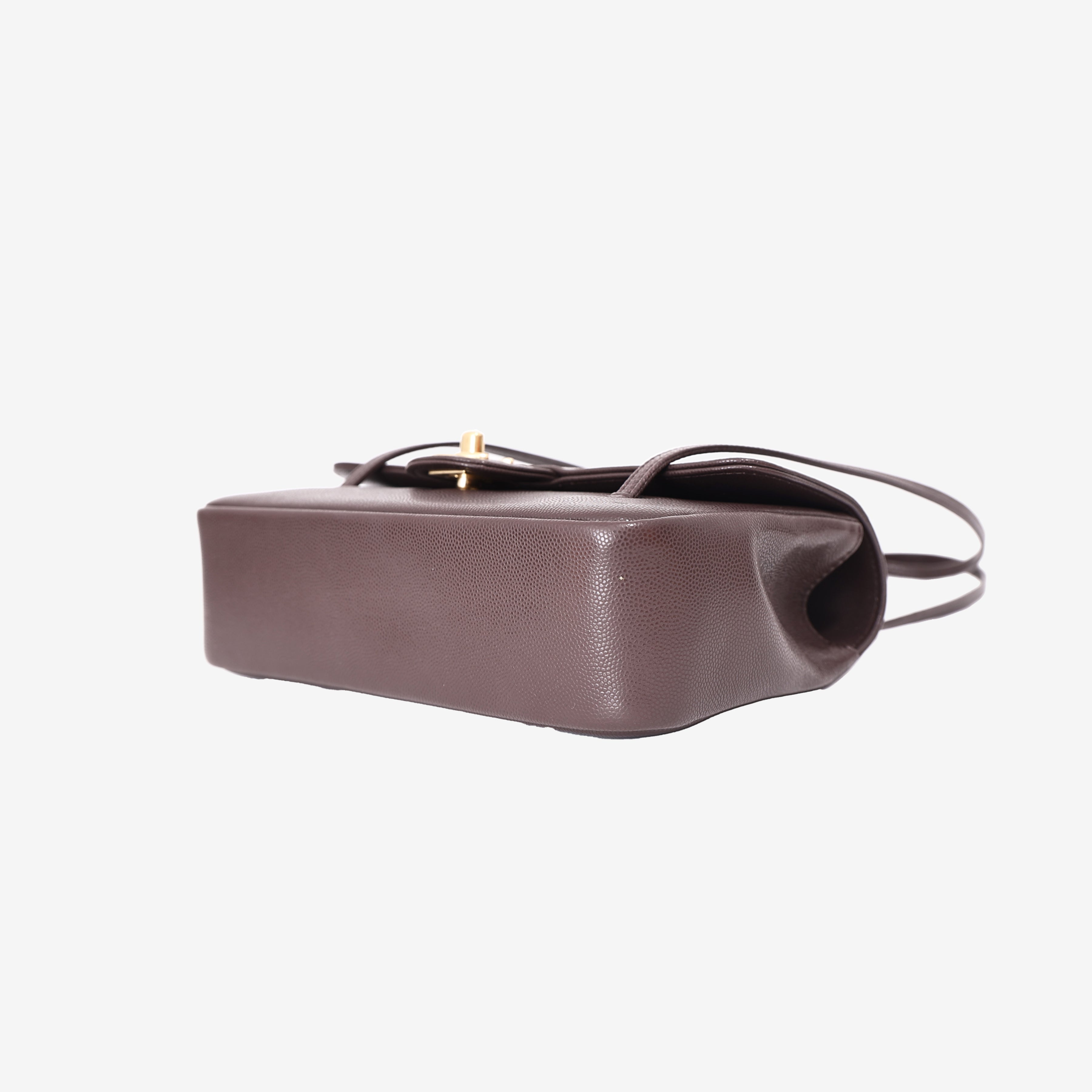 Chanel Preppy Coco Small in Dark Brown Calfskin Leather with Gold Hardware bottom side view