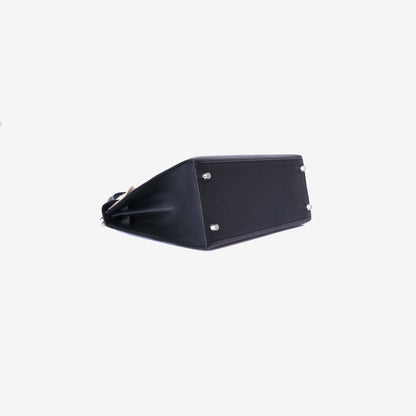 Hermès Kelly 28 in Noir Epsom Leather with Palladium Hardware bottom side view