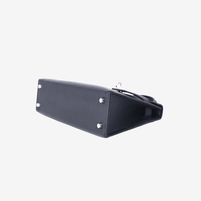 Hermès Mini Kelly in Noir Epsom Leather with Palladium-Plated Hardware