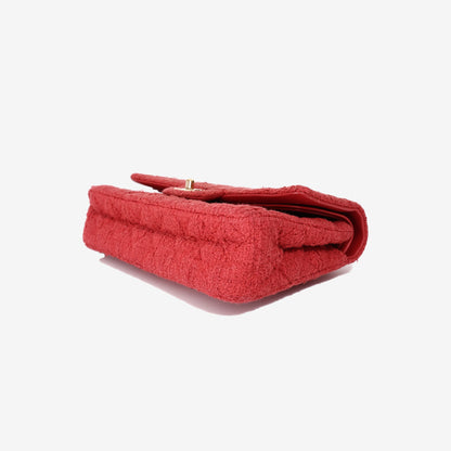 Chanel Classic Double Flap Bag in Red Tweed with Gold Hardware