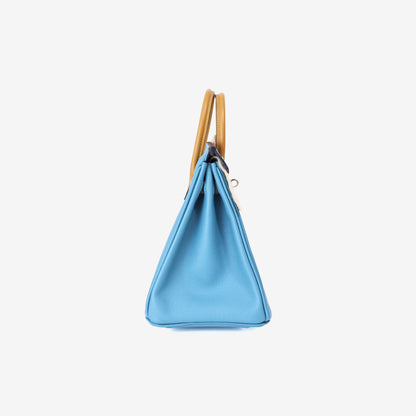 Hermès Birkin 25 in Bleu Jean/Ecorce/Sesame Epsom Leather with Palladium Hardware side view
