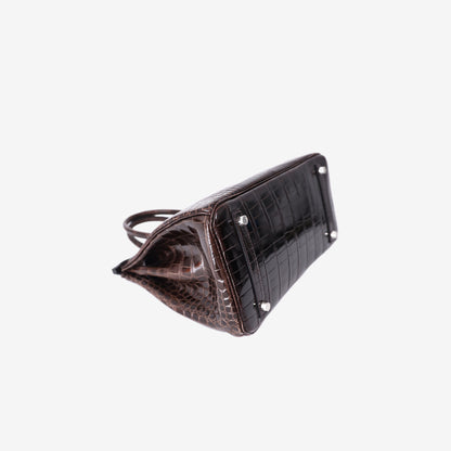 Hermès Birkin 30 in Brown Crocodile Leather with Palladium Hardware