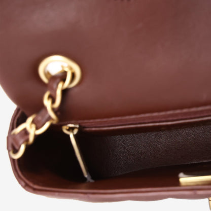Chanel Shearling Lambskin Quilted Mini Flap in Beige/Brown Lambskin Leather with Shearling interior view