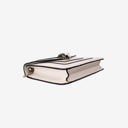 Bvlgari Serpenti Forever Shoulder Bag in White Agate Calfskin Leather