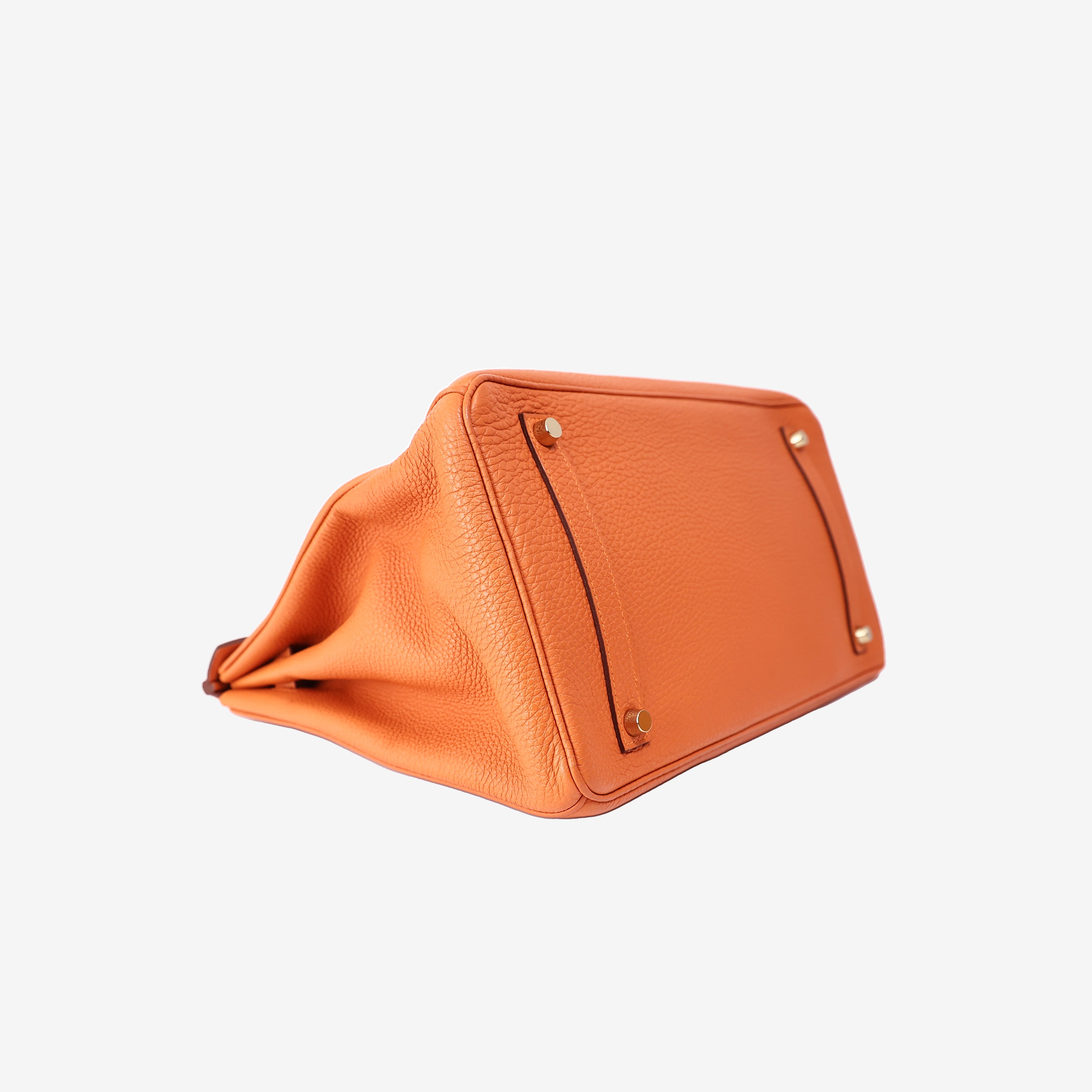 Hermès Birkin 35 in Orange Togo Leather with Palladium Hardware bottom side view