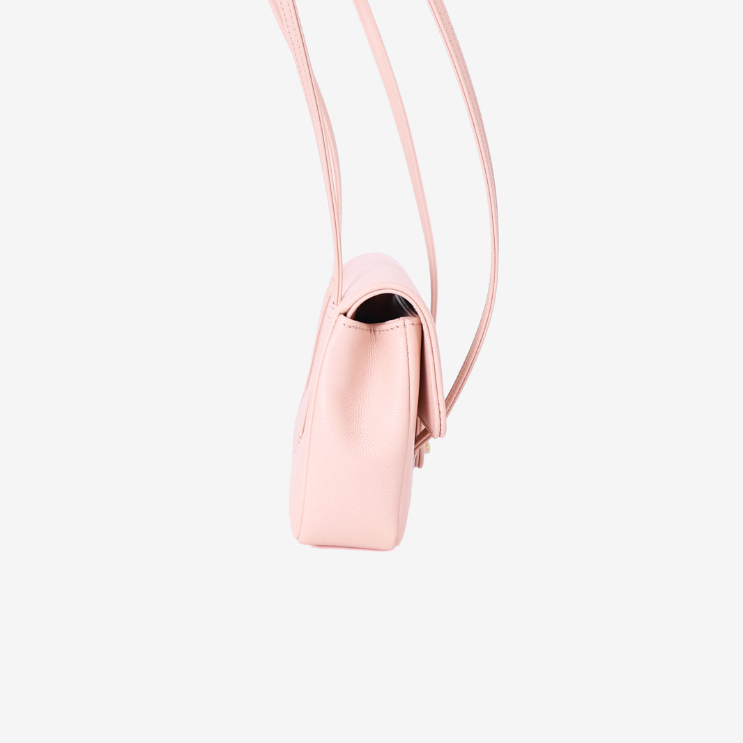 Chanel 26P Preppy Flap Mini Bag in Light Pink Calfskin Leather with Gold Hardware side view
