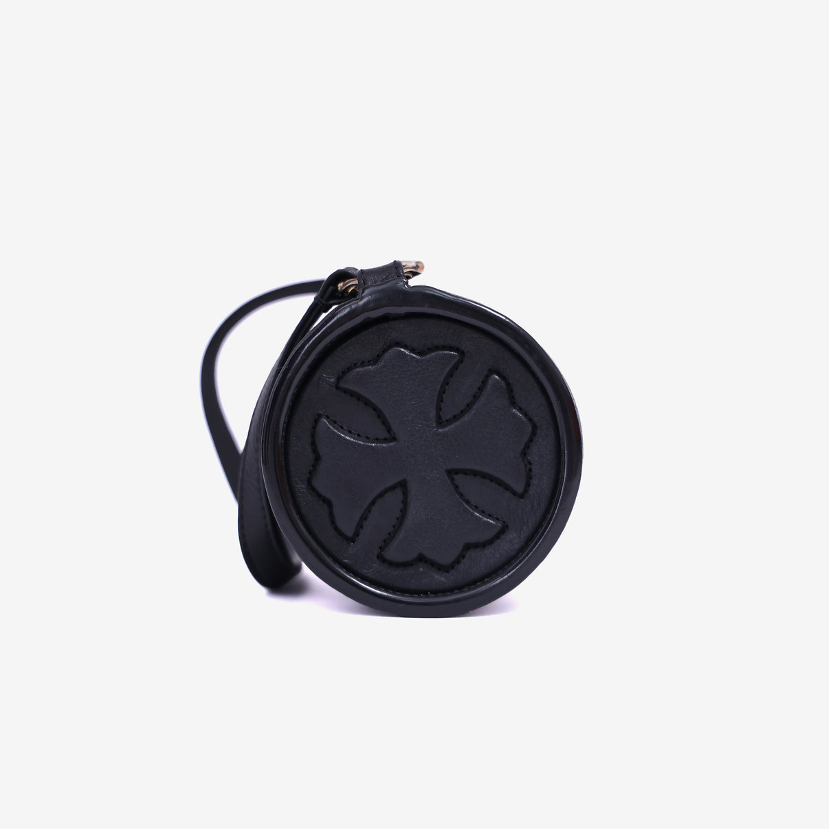 Chrome Hearts Grinds Cemetery Cross Tube Bag in Black Calfskin In Silver Hardware side view