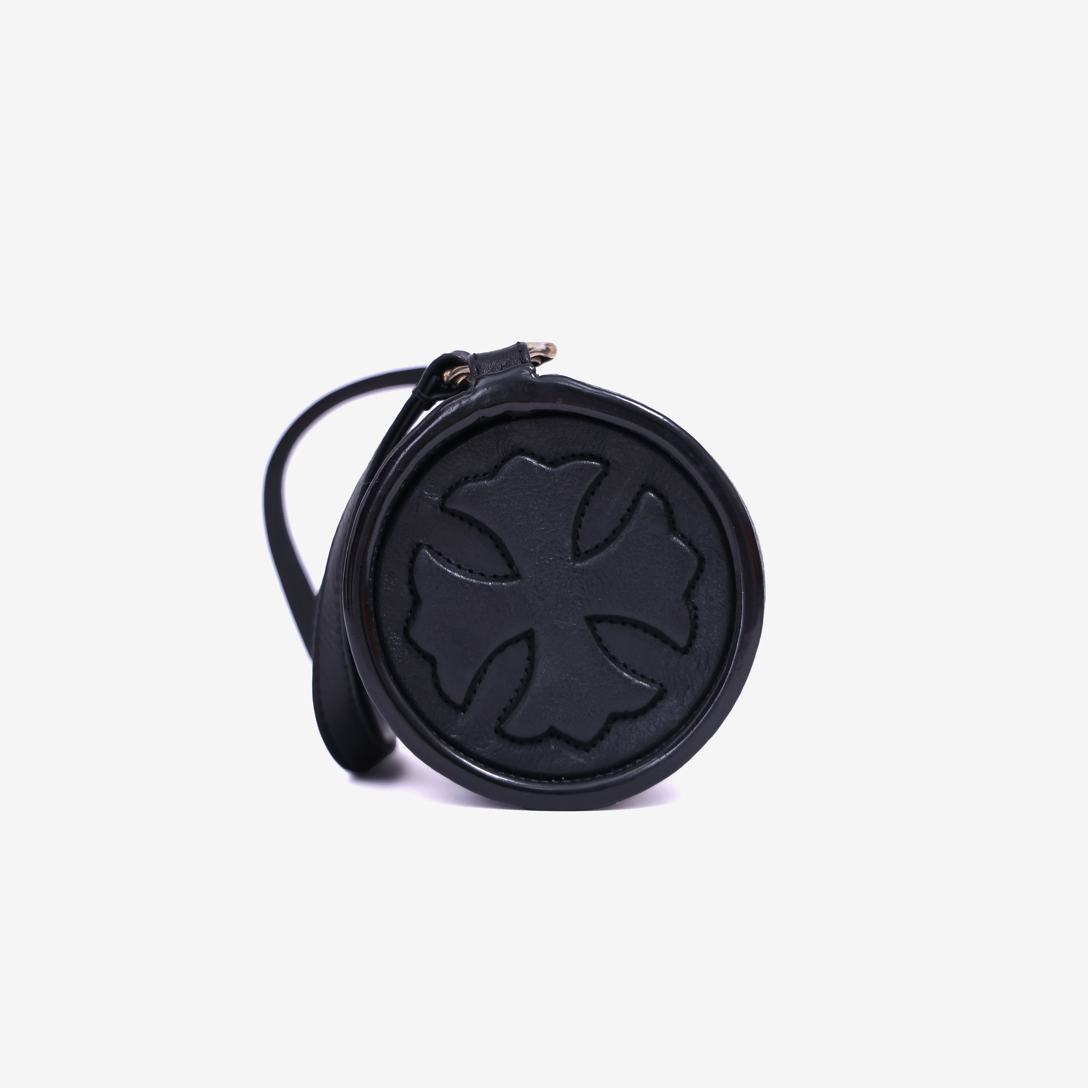 Chrome Hearts Grinds Cemetery Cross Tube Bag in Black Calfskin In Silver Hardware side view