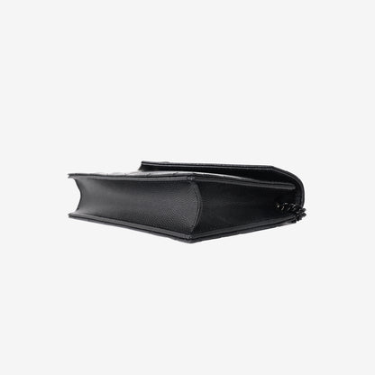 Saint Laurent Matelassé Envelope Wallet in Black Quilted Leather with Tonal Black Hardware