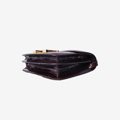 Hermès Constance 23 in Rouge H Shiny Crocodile Leather with Gold Hardware