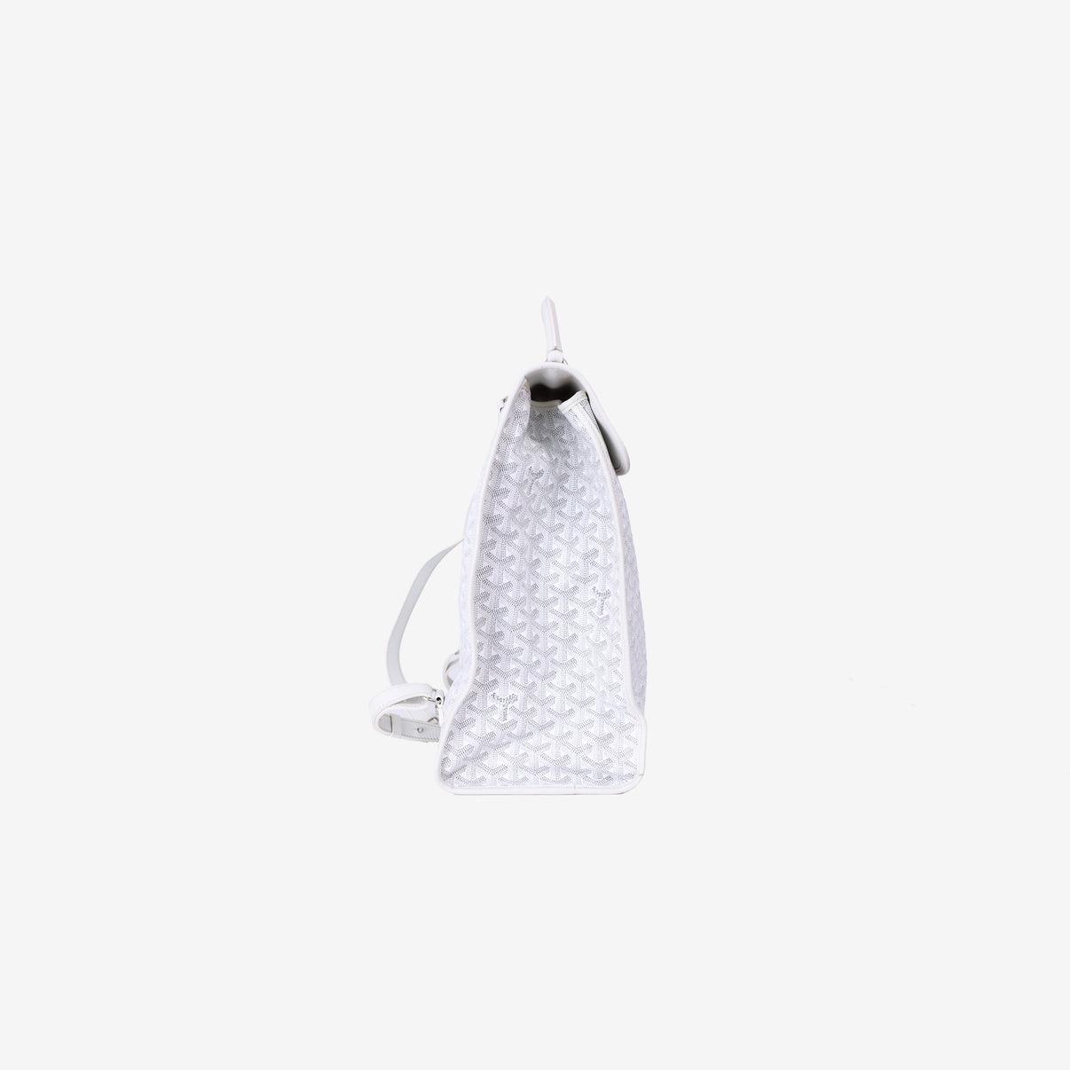Goyard Saint Léger Backpack in White Goyardine Canvas with Chevroches Calfskin Trim with Silver Hardware side view