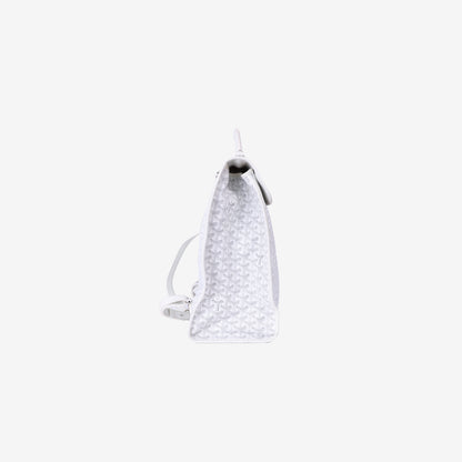 Goyard Saint Léger Backpack in White Goyardine Canvas with Chevroches Calfskin Trim with Silver Hardware side view