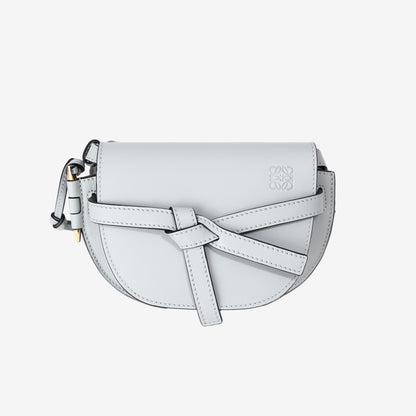 Loewe Gate Dual Mini Bag in Blue Calfskin Leather with Gold Hardware