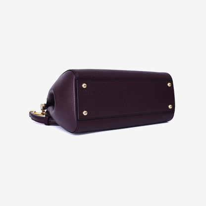 Dolce & Gabbana Sicily Medium Tote Bag in Burgundy Calfskin Leather with Gold Hardware (Contact to Enquire)