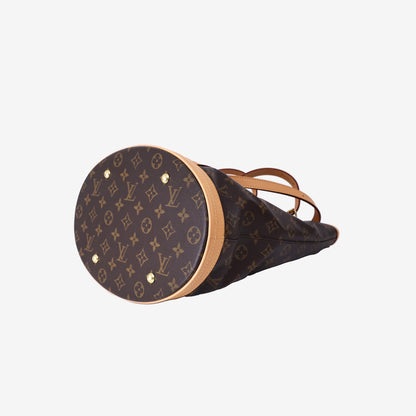 Louis Vuitton Monogram Bucket Bag in Monogram Coated Canvas with Vachetta Leather and Gold Hardware