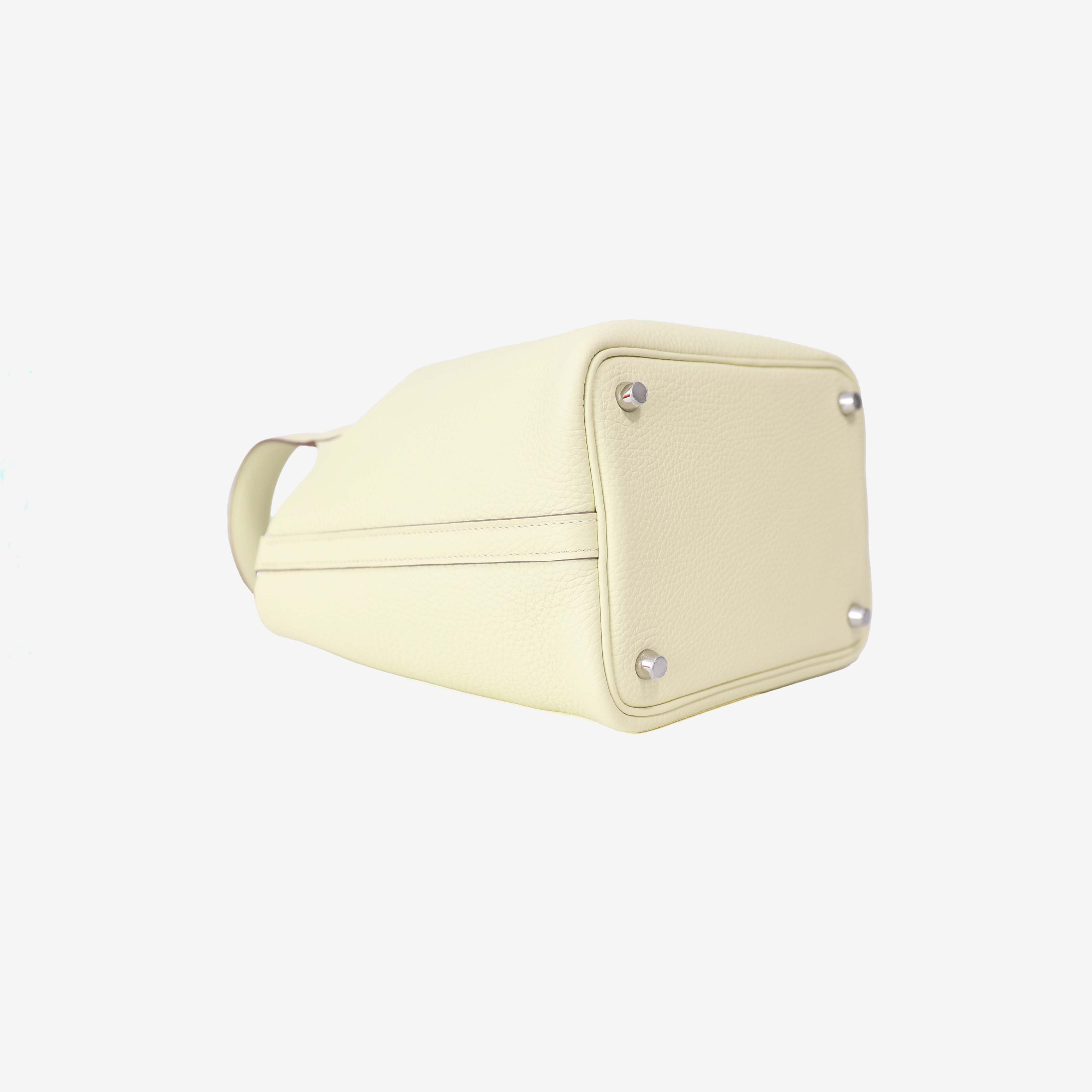 Hermès Picotin 18 Jaune Milton Clemence Leather with Palladium Hardware bottom side view