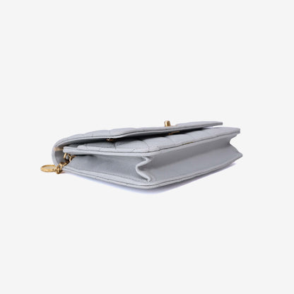 Chanel Wallet on Chain in Grey Caviar Leather with Gold Hardware bottom side view