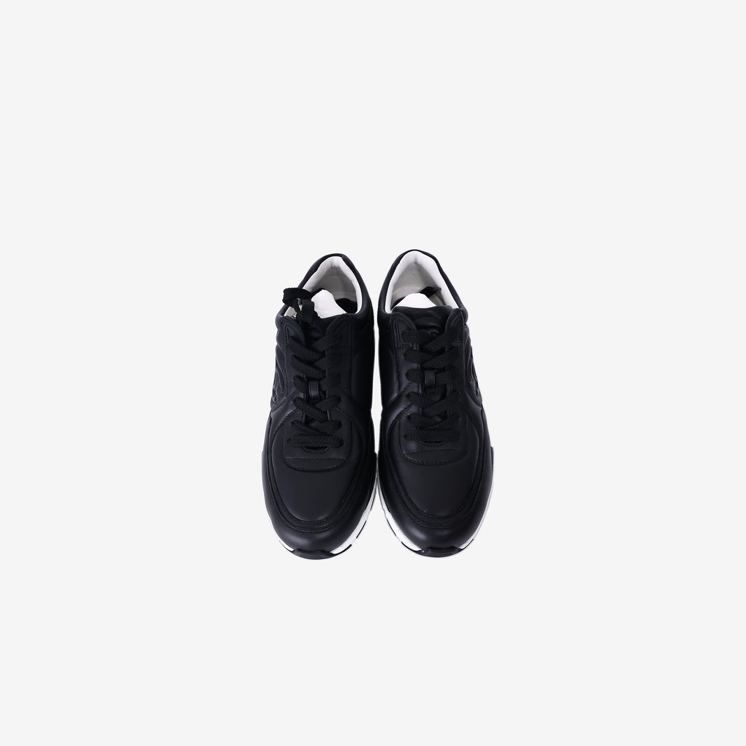 Chanel CC Leather Sneakers in Black Calfskin (Size 36.5)