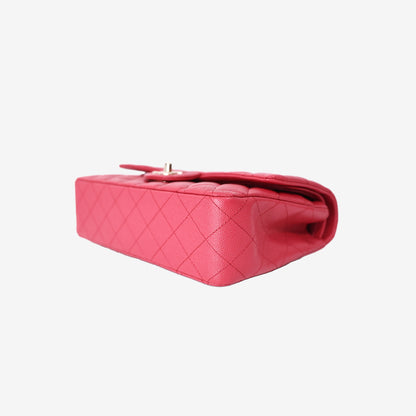 Chanel Medium Classic Double Flap Bag in Pink Caviar Leather with Gold Hardware