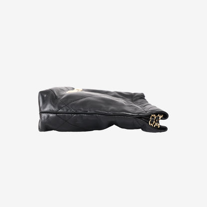 Chanel 22 Mini Bag in Black Calfskin Leather with Gold Hardware