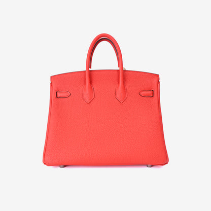 Hermès Birkin 25 in Rouge de Cœur Togo Leather with Palladium Hardware back view