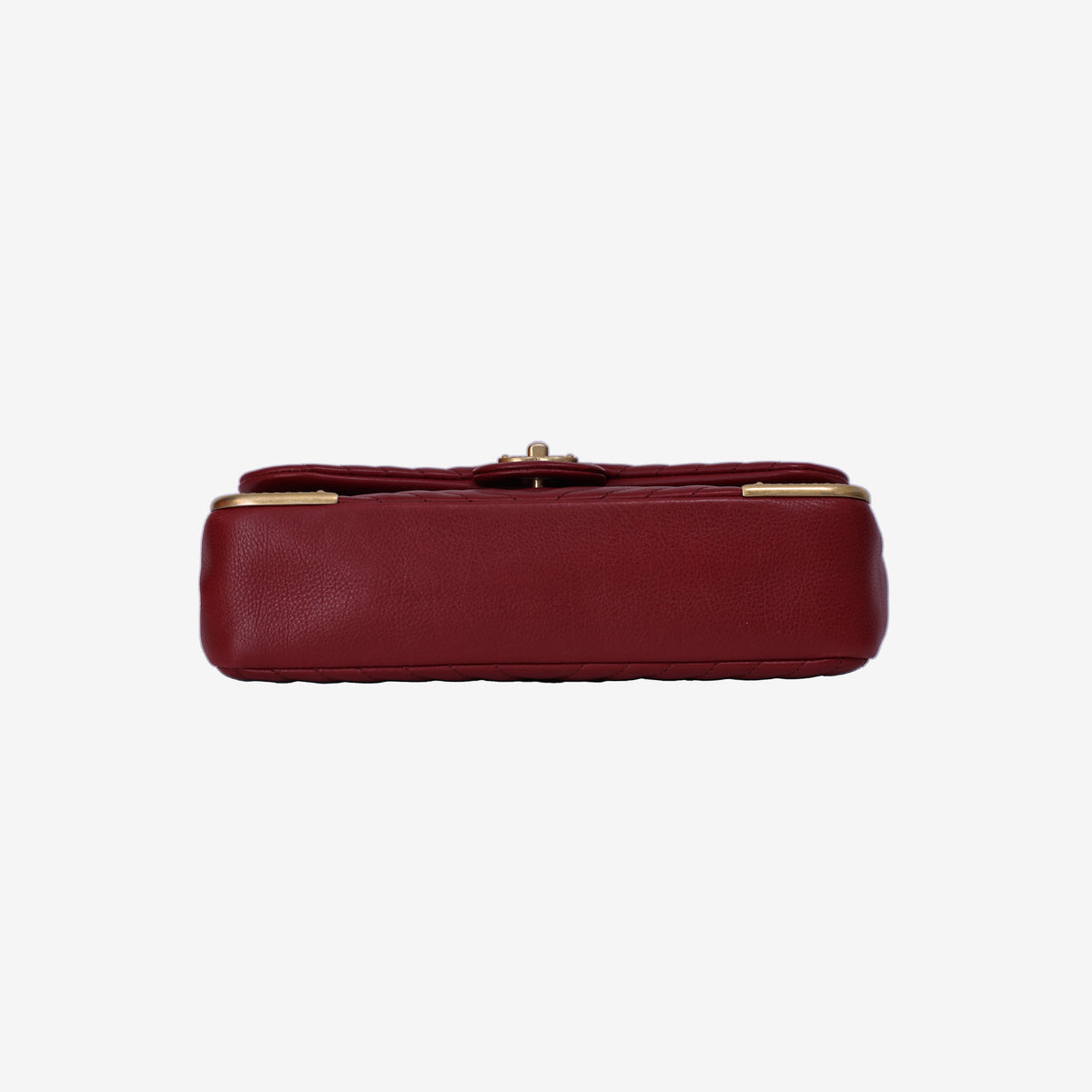 Chanel Rock the Corner Flap Bag in Red Quilted Calfskin Leather with Gold Hardware bottom view