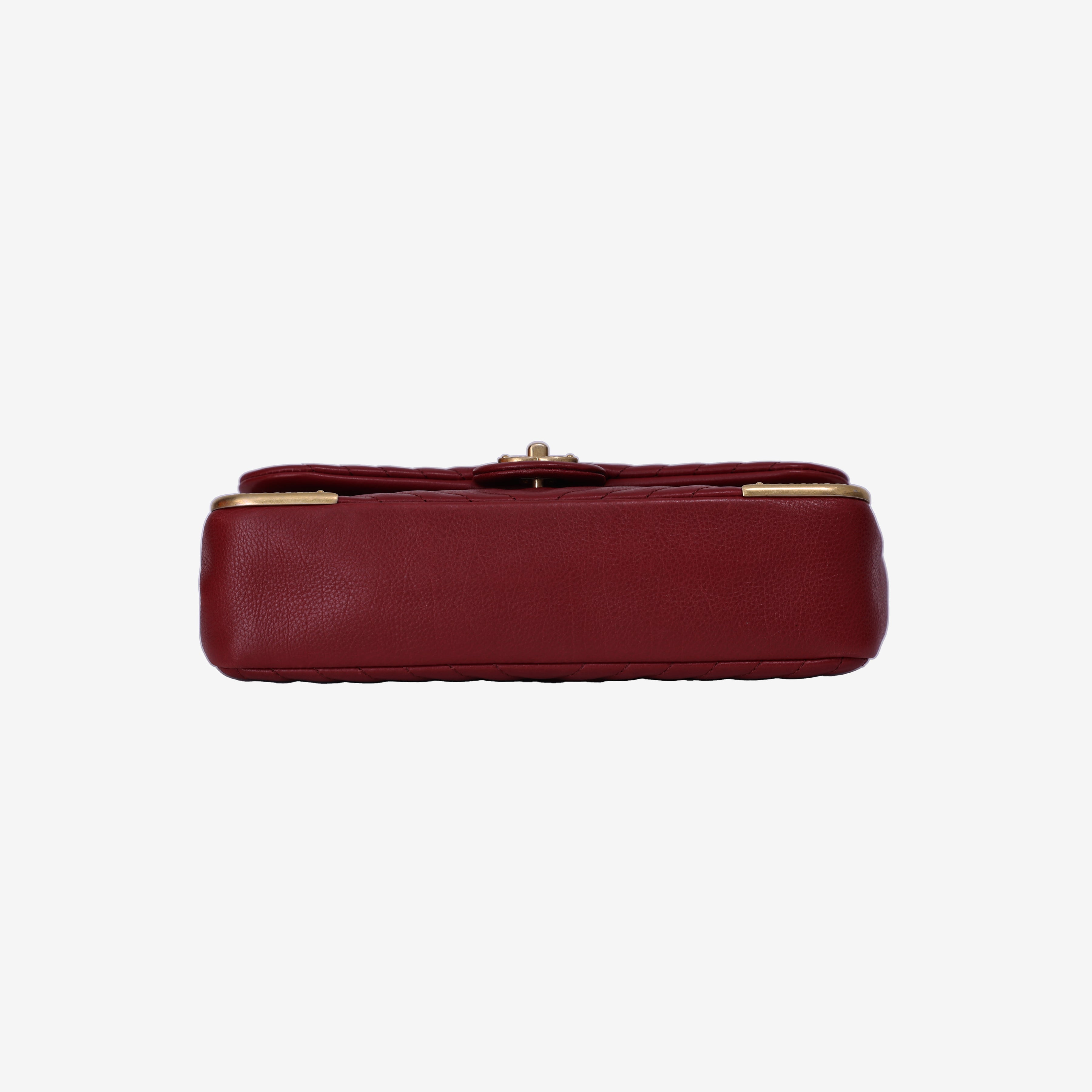 Chanel Rock the Corner Flap Bag in Red Quilted Calfskin Leather with Gold Hardware bottom view