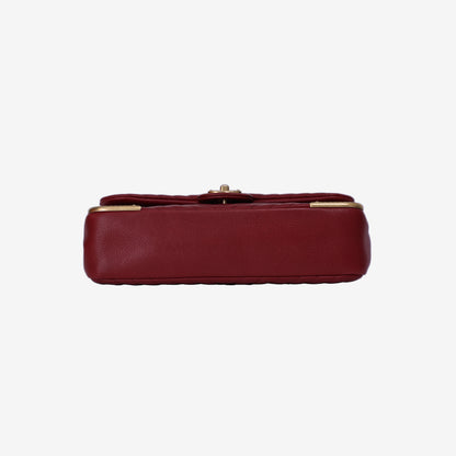 Chanel Rock the Corner Flap Bag in Red Quilted Calfskin Leather with Gold Hardware bottom view