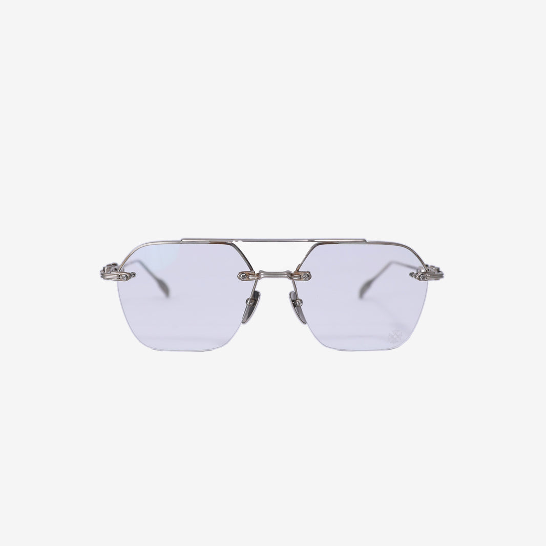 Chrome Hearts Fluid Frame Glasses in Silver Metal side view front view