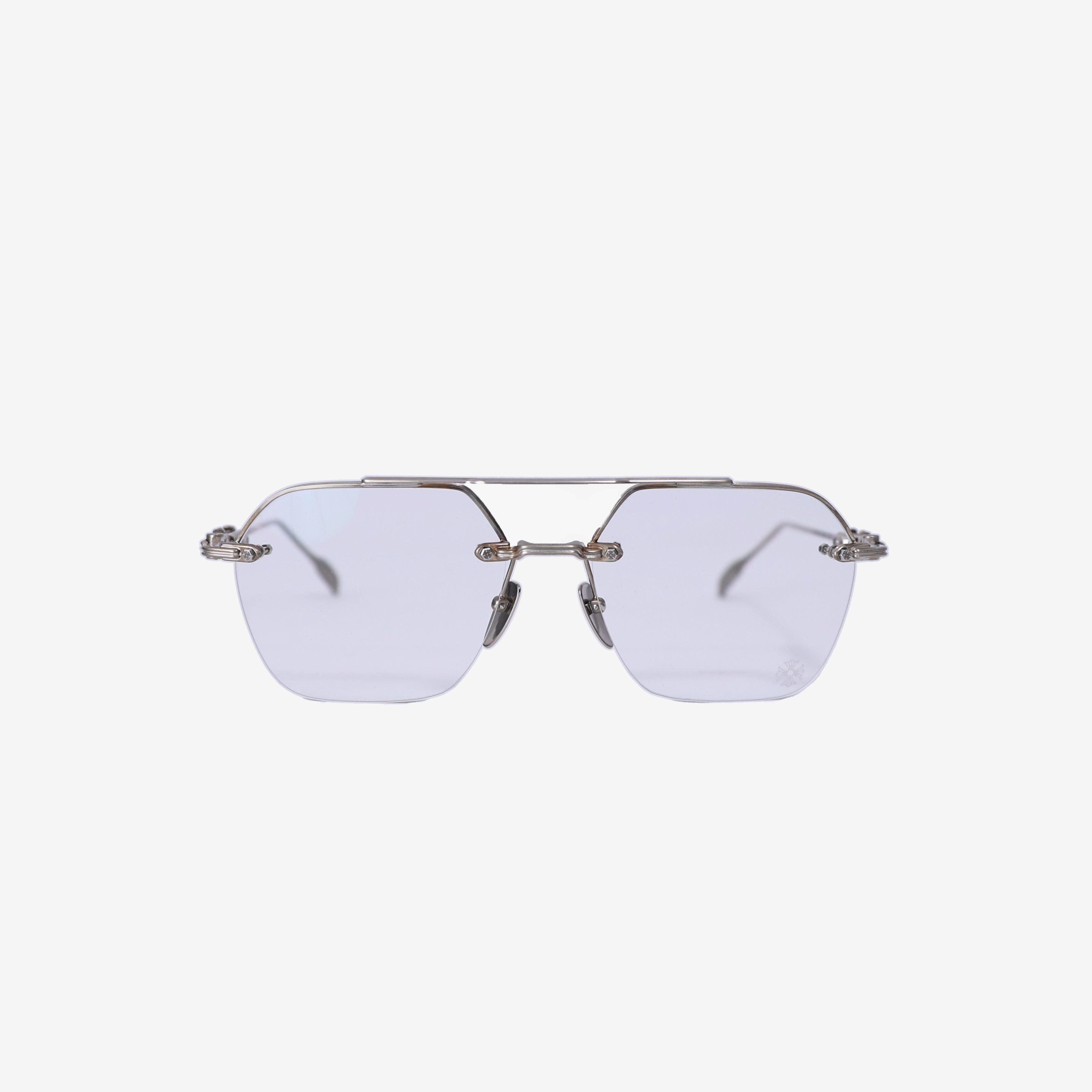 Chrome Hearts Fluid Frame Glasses in Silver Metal side view front view