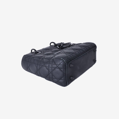 Dior Small Lady Dior Bag in Black Ultramatte Cannage Calfskin Leather
