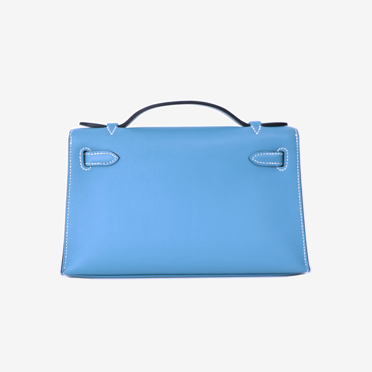 Hermès Kelly Pochette in Bleu Jean Swift Leather with Gold Hardware back view