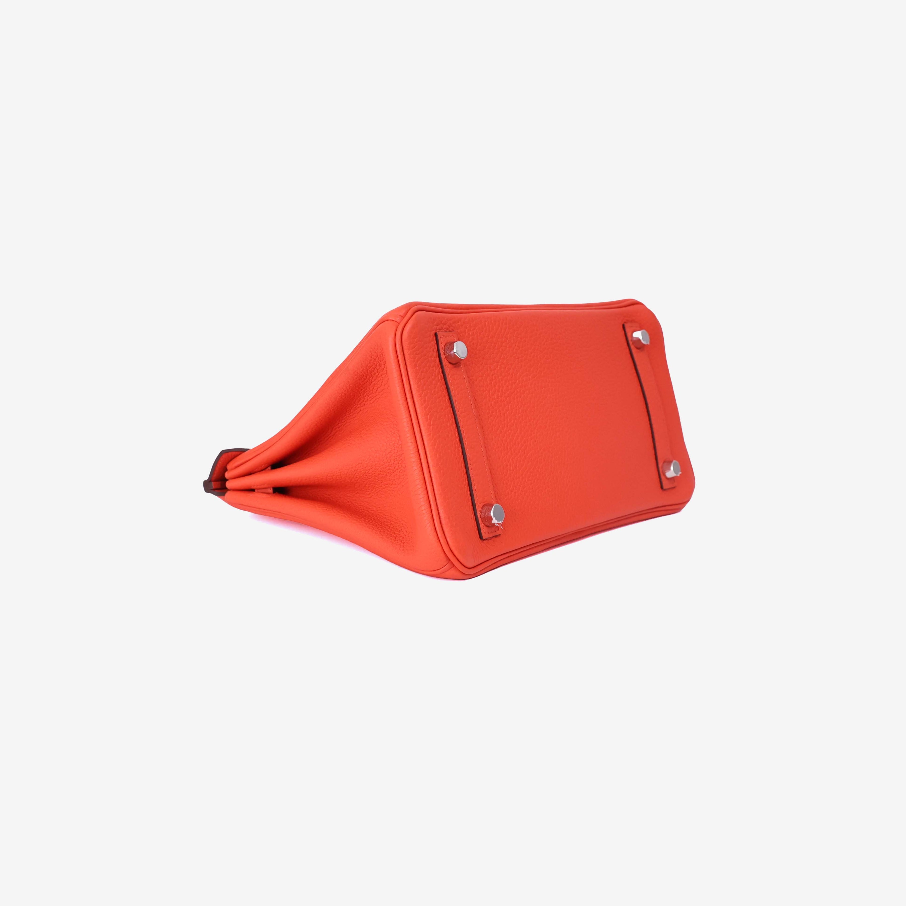 Hermès Birkin 25 in Rouge Togo Leather with Palladium Hardware bottom side view